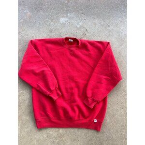 Vintage Russell Athletic Red Crewneck Blank Sweatshirt XL V3